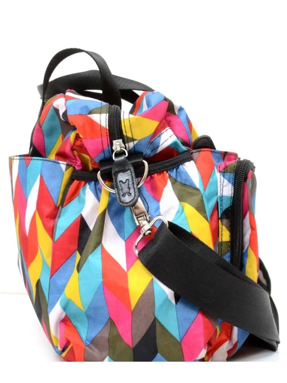 FRENCH BULL By Trend Lab Chevron Ziggy Duffel Shoulder Travel Diaper Bag Pink